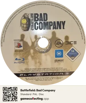 Battlefield: Bad Company PlayStation 3, PAL disc