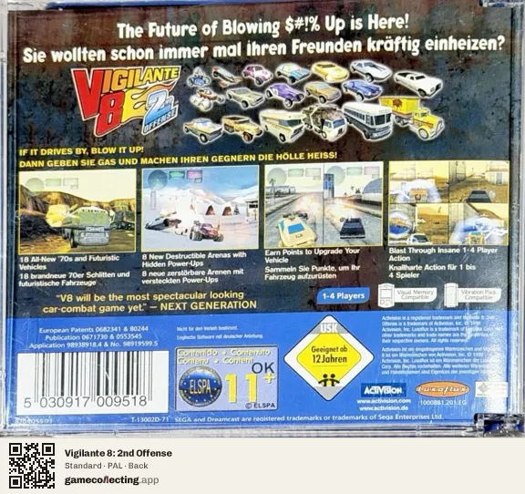 Vigilante 8: 2nd Offense Sega Dreamcast, PAL box back