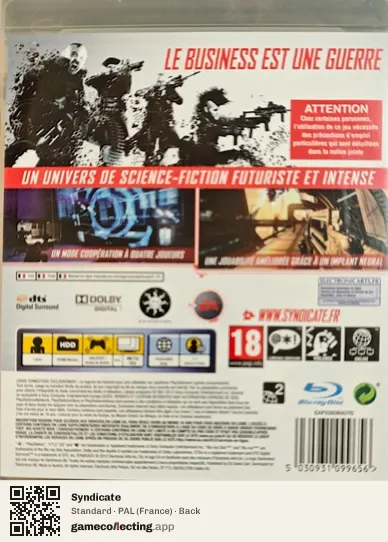 Syndicate PlayStation 3, France box back