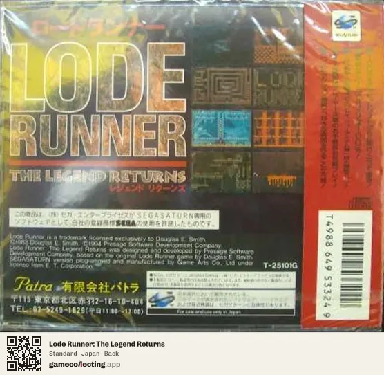 Lode Runner: The Legend Returns Sega Saturn, Japan box back