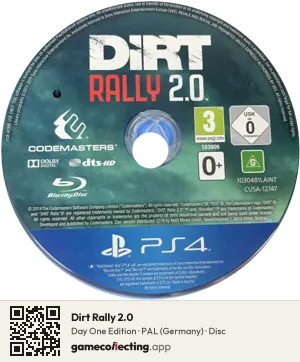 Dirt Rally 2.0 PlayStation 4, PAL disc