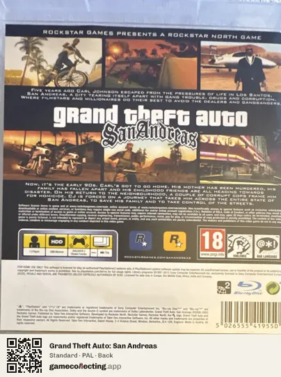 Grand Theft Auto: San Andreas PlayStation 3, PAL box back