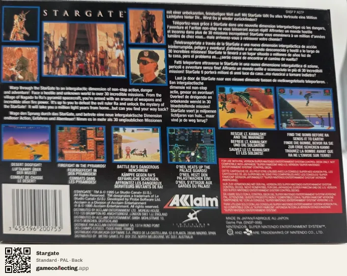 Stargate Super Nintendo Entertainment System, PAL box back