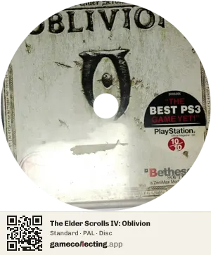 The Elder Scrolls IV: Oblivion PlayStation 3, PAL disc