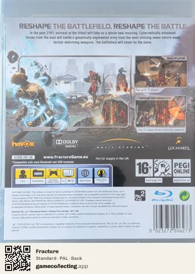Fracture PlayStation 3, PAL box back