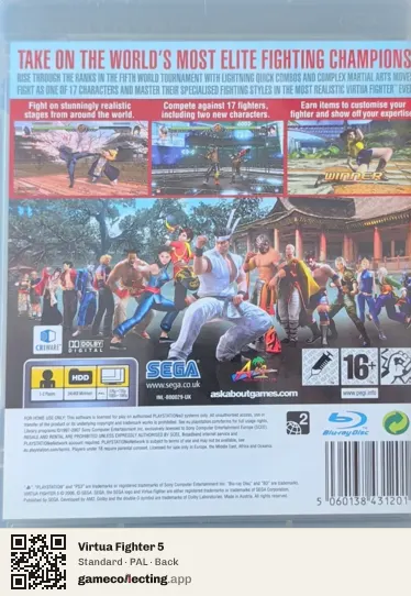 Virtua Fighter 5 PlayStation 3, PAL box back