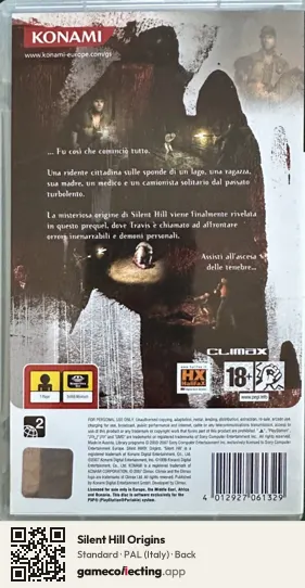 Silent Hill Origins PlayStation Portable, Italy box back