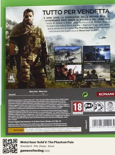 Metal Gear Solid V: The Phantom Pain Xbox One, Italy box back