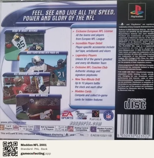 Madden NFL 2001 PlayStation, PAL box back