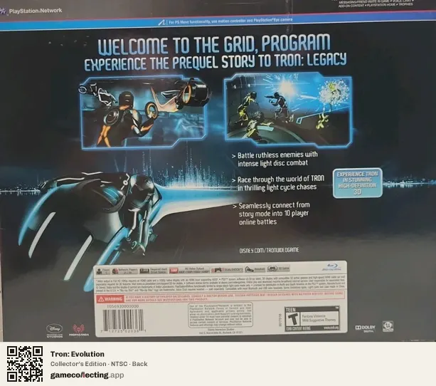 Tron: Evolution PlayStation 3, NTSC box back