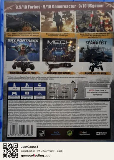 Just Cause 3 PlayStation 4, Germany box back