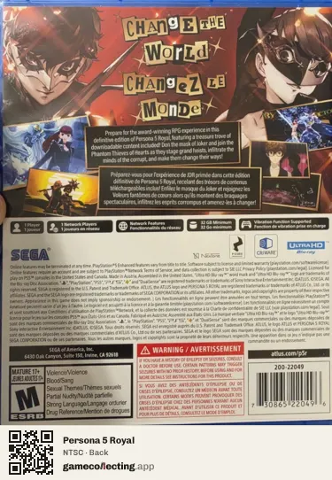 Persona 5 Royal PlayStation 5, NTSC box back