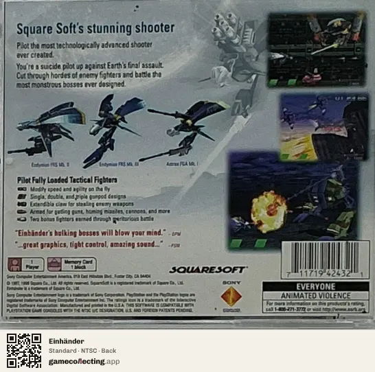 Einhänder PlayStation, NTSC box back