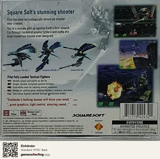 Einhänder PlayStation, NTSC box back