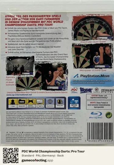 PDC World Championship Darts: Pro Tour PlayStation 3, Germany box back