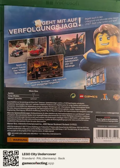 LEGO City Undercover Xbox One, Germany box back