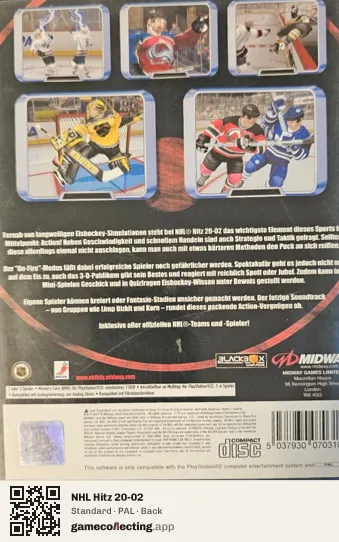 NHL Hitz 20-02 PlayStation 2, PAL box back