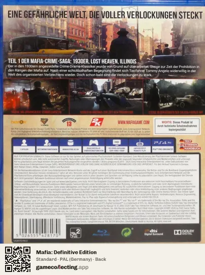 Mafia: Definitive Edition PlayStation 4, Germany box back
