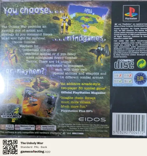 The Unholy War PlayStation, PAL box back