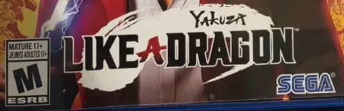 Yakuza: Like a Dragon, the ESRB box on its front