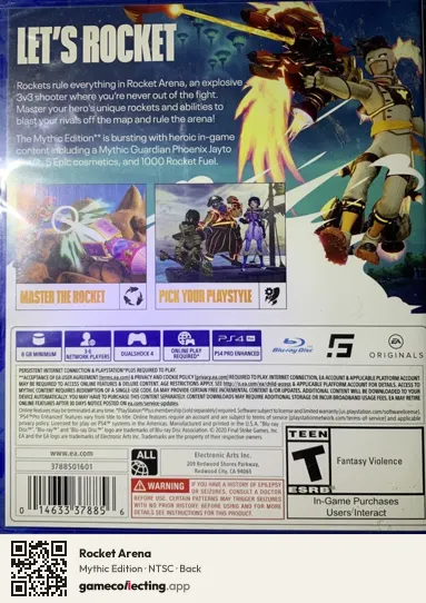 Rocket Arena PlayStation 4, NTSC box back