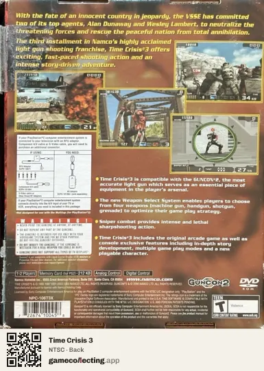 Time Crisis 3 PlayStation 2, NTSC box back
