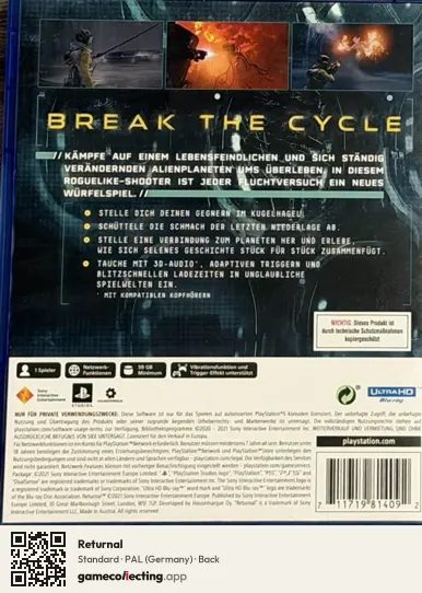 Returnal PlayStation 5, Germany box back