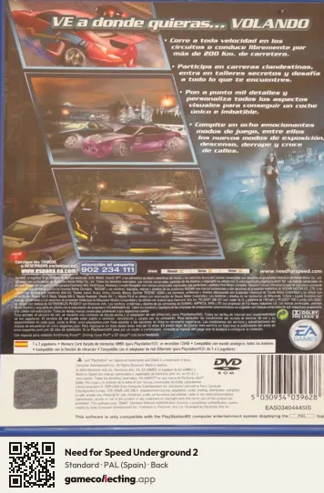 Need for Speed Underground 2 PlayStation 2, Spain box back