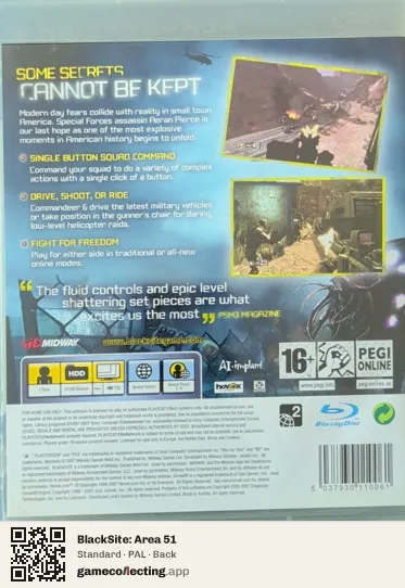BlackSite: Area 51 PlayStation 3, PAL box back