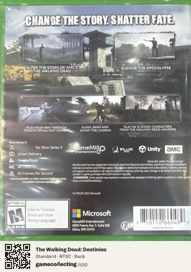 The Walking Dead: Destinies Xbox Series X, NTSC box back