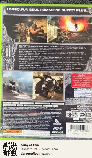 Army of Two Xbox 360, France box back