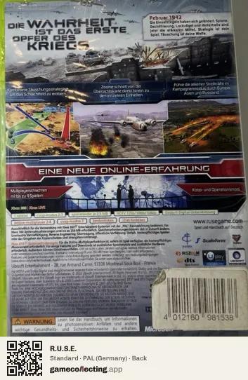 R.U.S.E. Xbox 360, Germany box back