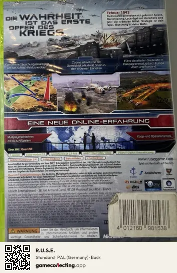 R.U.S.E. Xbox 360, Germany box back