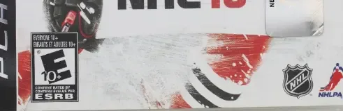 NHL 10, the ESRB box on its front