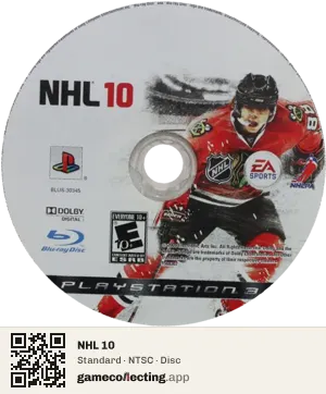 NHL 10 PlayStation 3, NTSC disc