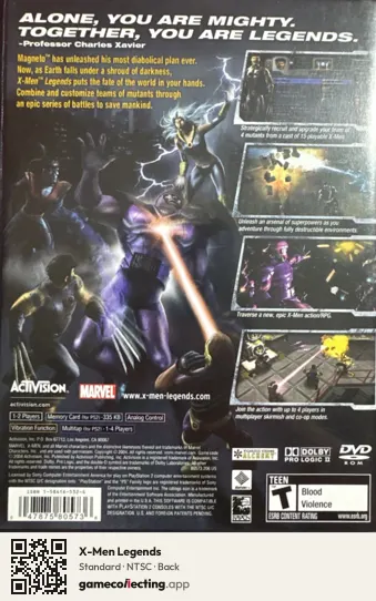 X-Men Legends PlayStation 2, NTSC box back