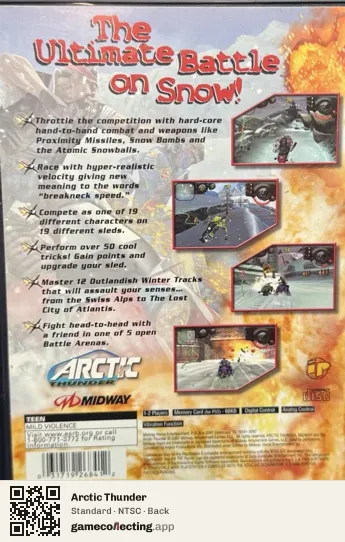 Arctic Thunder PlayStation 2, NTSC box back