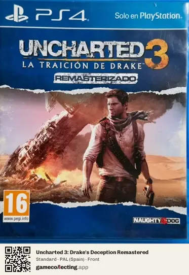 Uncharted 3: Drake's Deception Remastered PlayStation 4, Spain box front