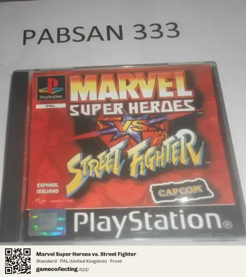 Marvel Super Heroes vs. Street Fighter PlayStation, United Kingdom box front