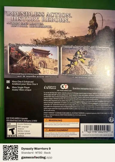 Dynasty Warriors 9 Xbox One, NTSC box back