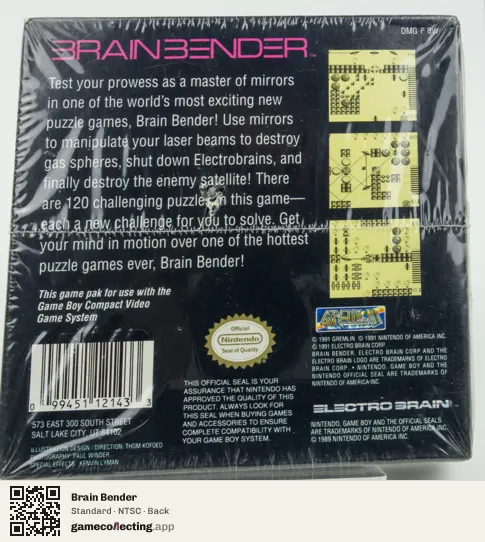 Brain Bender Game Boy, NTSC box back