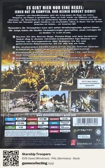 Starship Troopers Computer, Germany box back