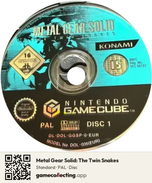 Metal Gear Solid: The Twin Snakes Nintendo GameCube, PAL disc