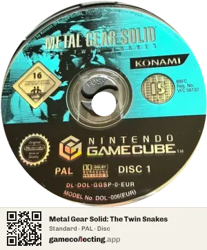 Metal Gear Solid: The Twin Snakes Nintendo GameCube, PAL disc