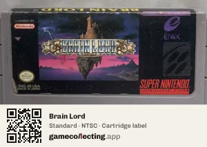 Brain Lord Super Nintendo Entertainment System, NTSC cartridge label