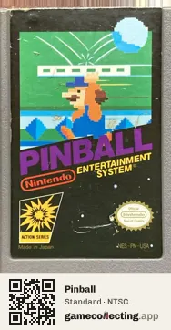 Pinball Nintendo Entertainment System, NTSC cartridge label