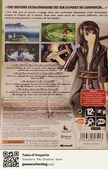 Tales of Vesperia Xbox 360, France box back