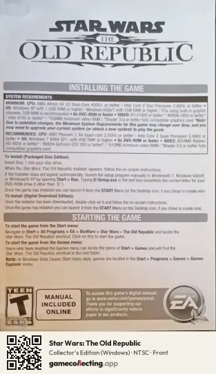 Star Wars: The Old Republic Computer, NTSC box front