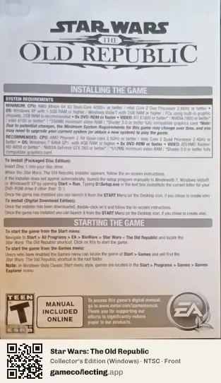 Star Wars: The Old Republic Computer, NTSC box front