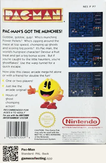 Pac-Man Nintendo Entertainment System, PAL box back